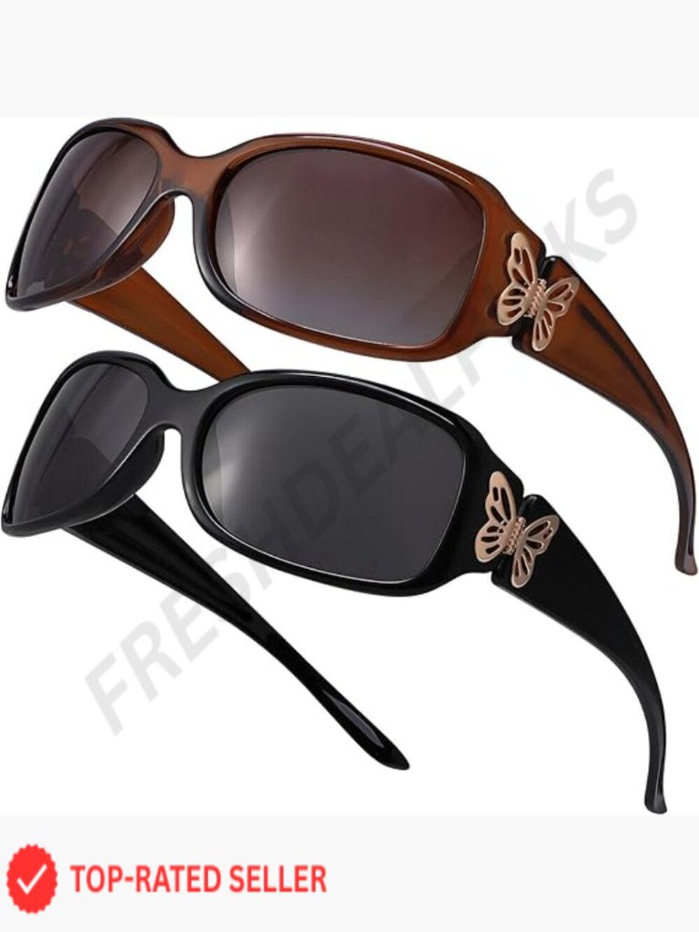 Oversized Polarized Sunglasses Wraparound Butterfly Design Uv400 Protection